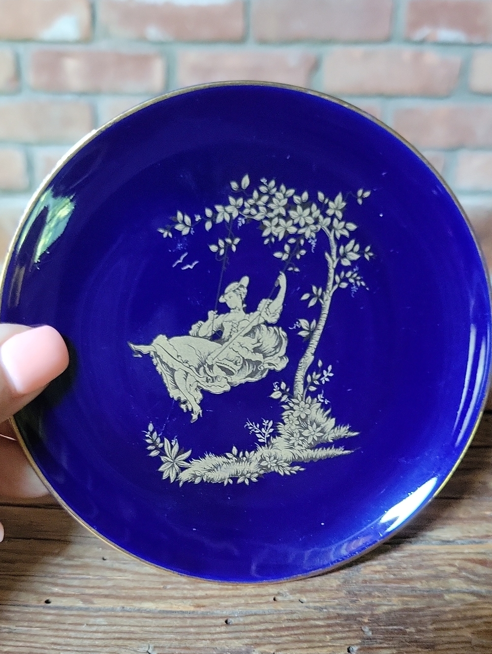 60's Porcelanas Jango Cobalt Blue Fragonard Style French Courting Scene Plate